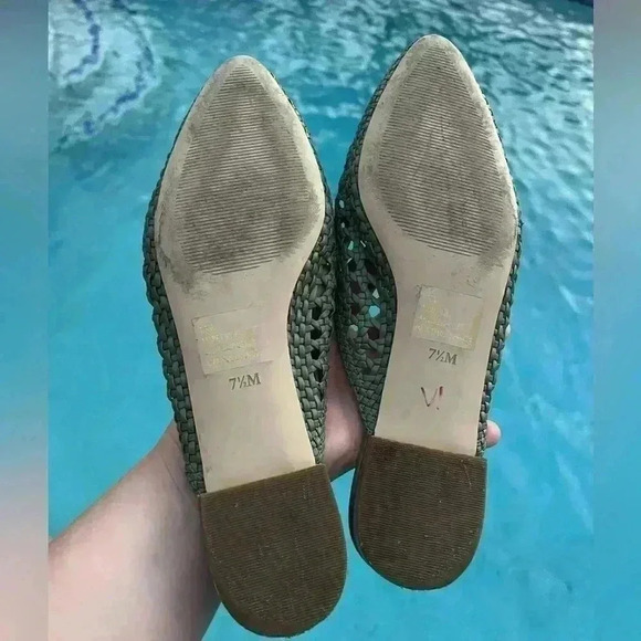 Talbots Edison Green Woven Pointed Toe Slip On Low Heel Mule Shoes Sz 7.5 - Picture 4 of 5